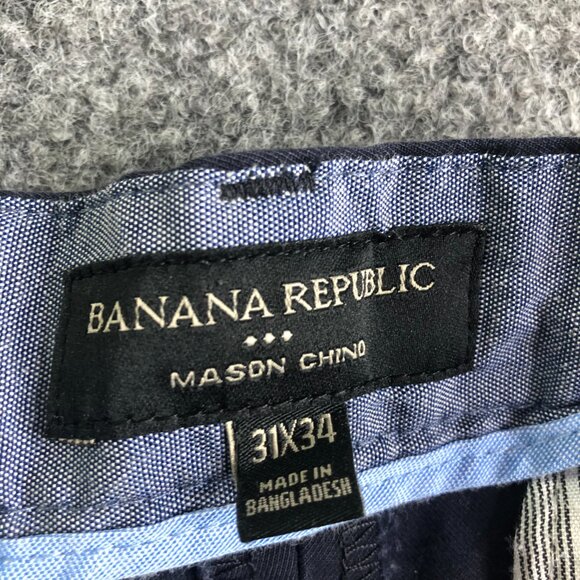 Banana Republic Chino Pants Mens 30x33 Blue Mason Stretch Flex Tapered Slim - Picture 3 of 11